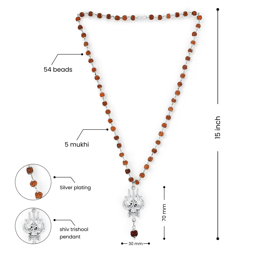 OM Shiva Trishool Rudraksha Necklace 54 Beads