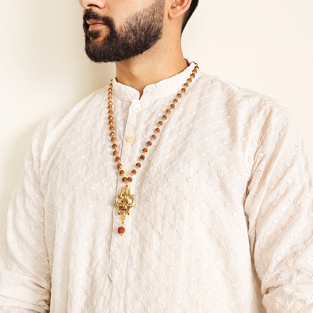 OM Shiva Trishool Rudraksha Necklace 54 Beads