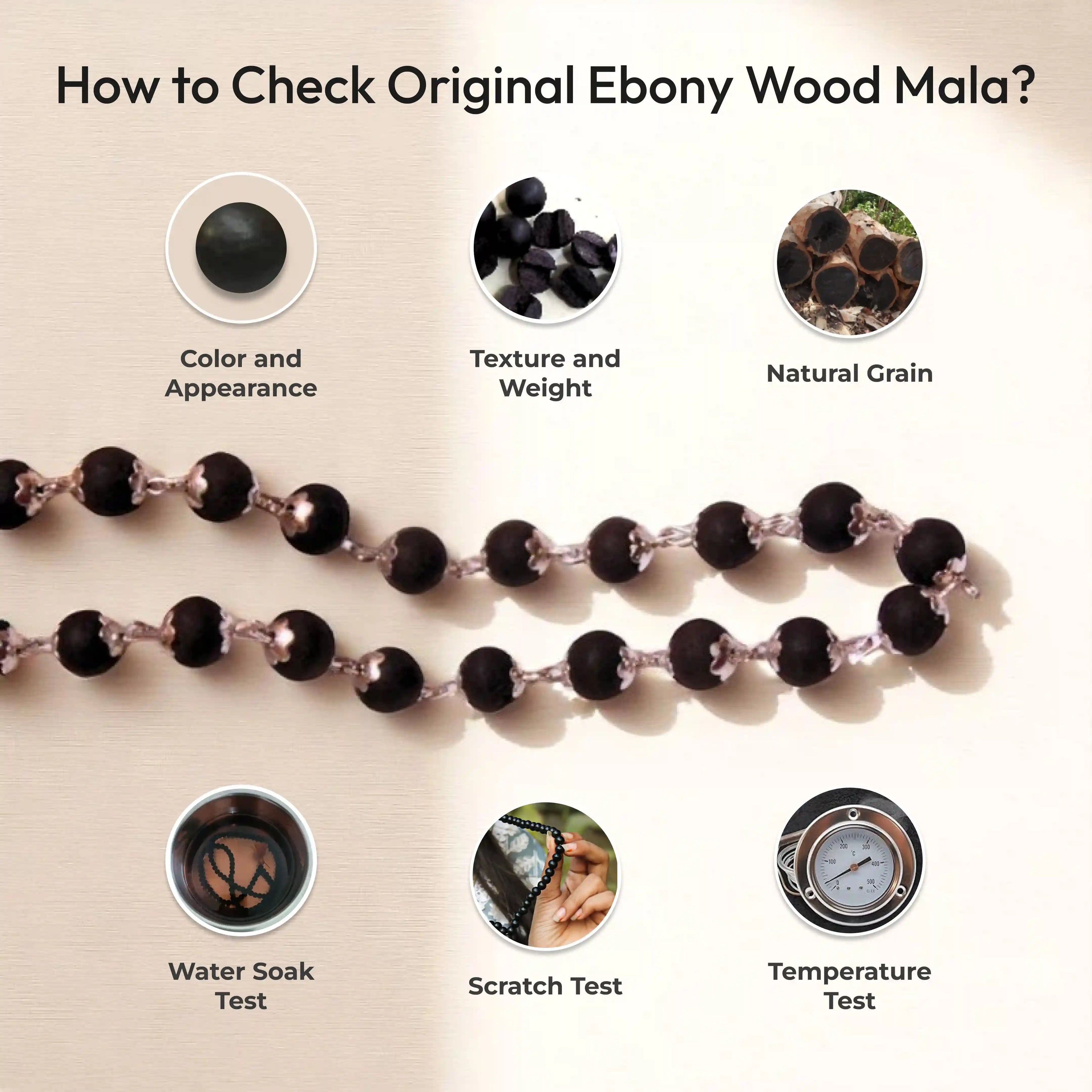 Silver Plated Karungali Mala - Natural Ebony Wood (Govt. Certified)